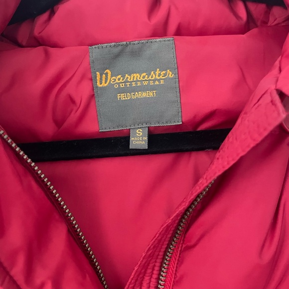 Red Down Puffer Vest with Removable Hood Size Small - Picture 4 of 5